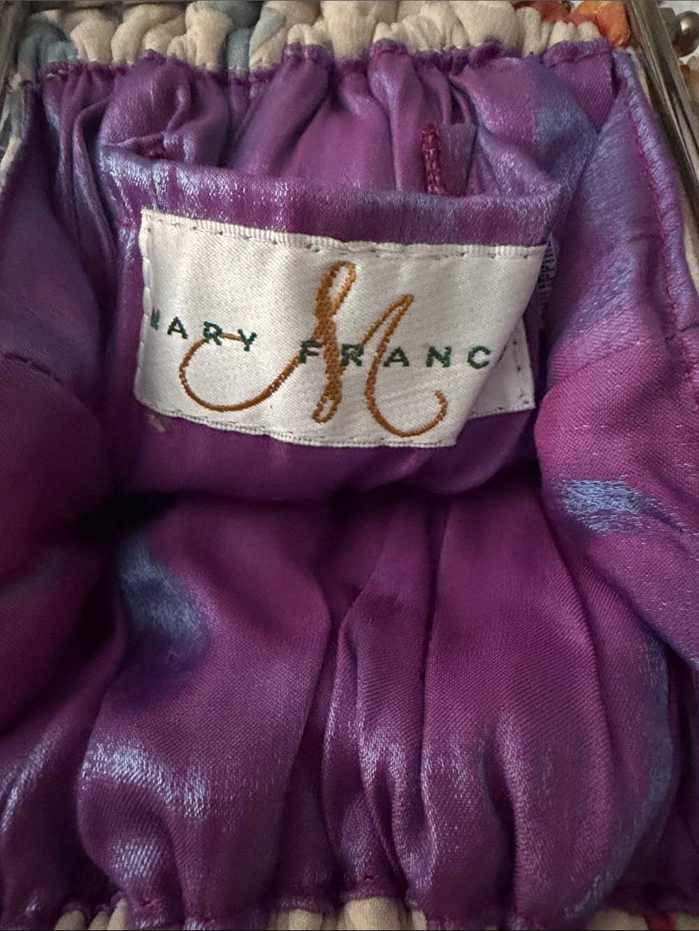 Mary Frances Cream Clutch with Pink and Red Floral Bead Detail - Picture 3 of 3